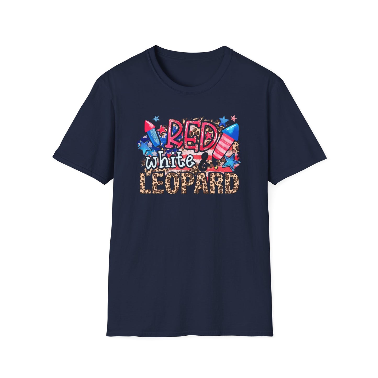 Fourth of July Americana Leopard Fireworks T-Shirt