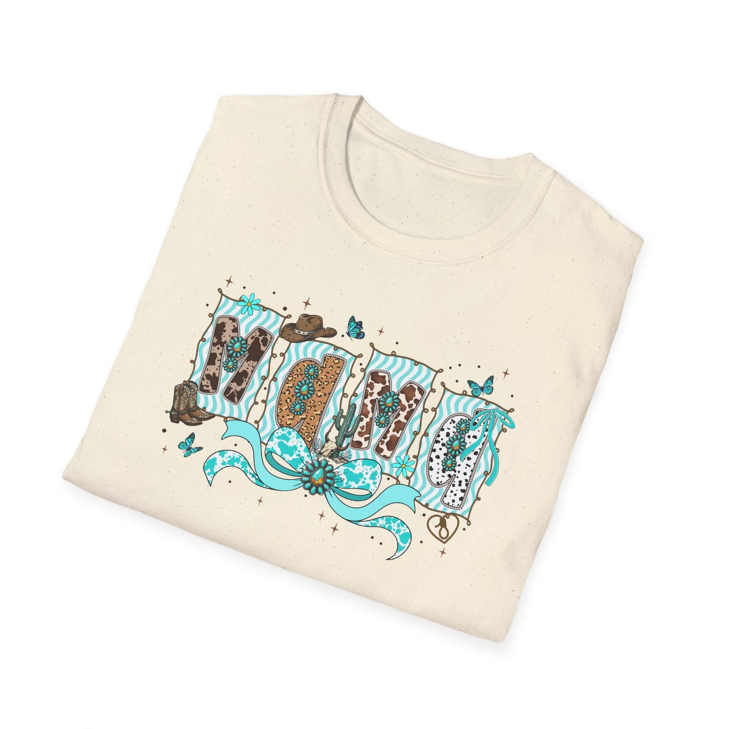 Western Mama T-Shirt — Cowboy Hat & Boots with Turquoise Accents