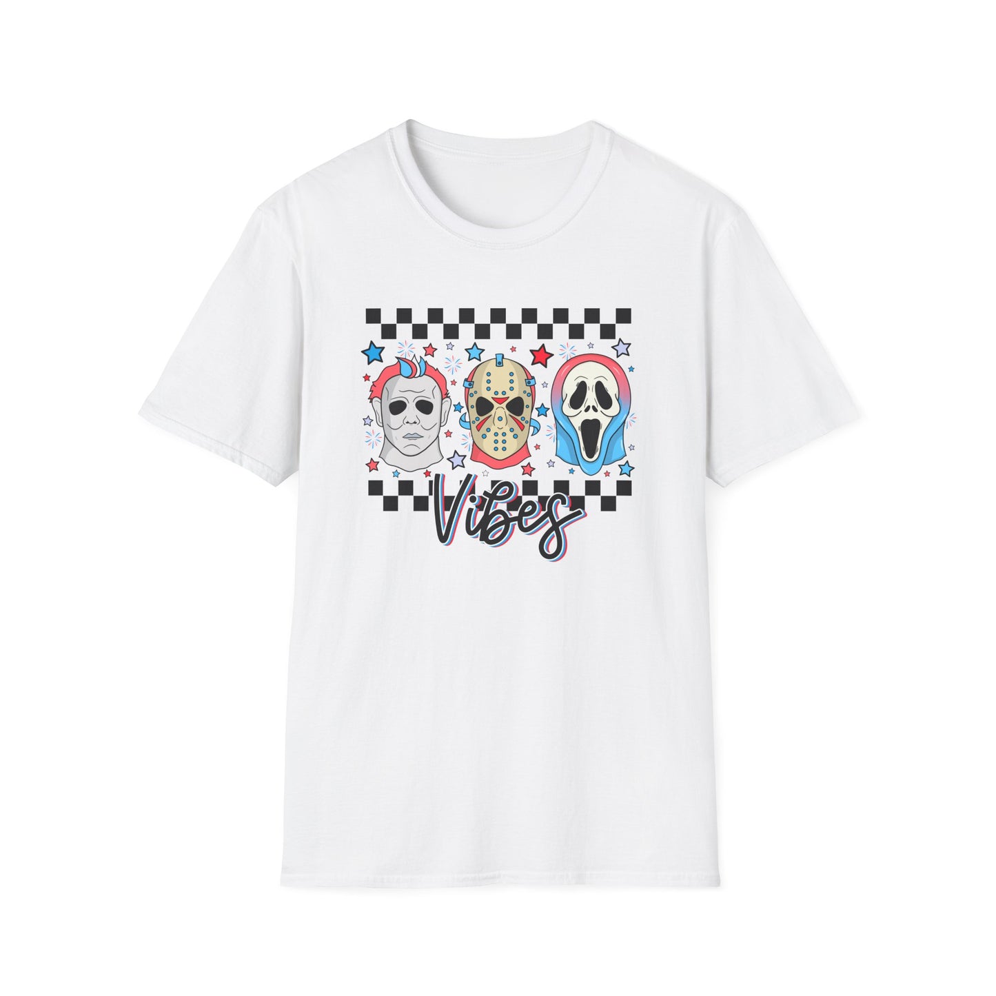 Horror Americana T-Shirt — Red, White & Blue Horror Characters