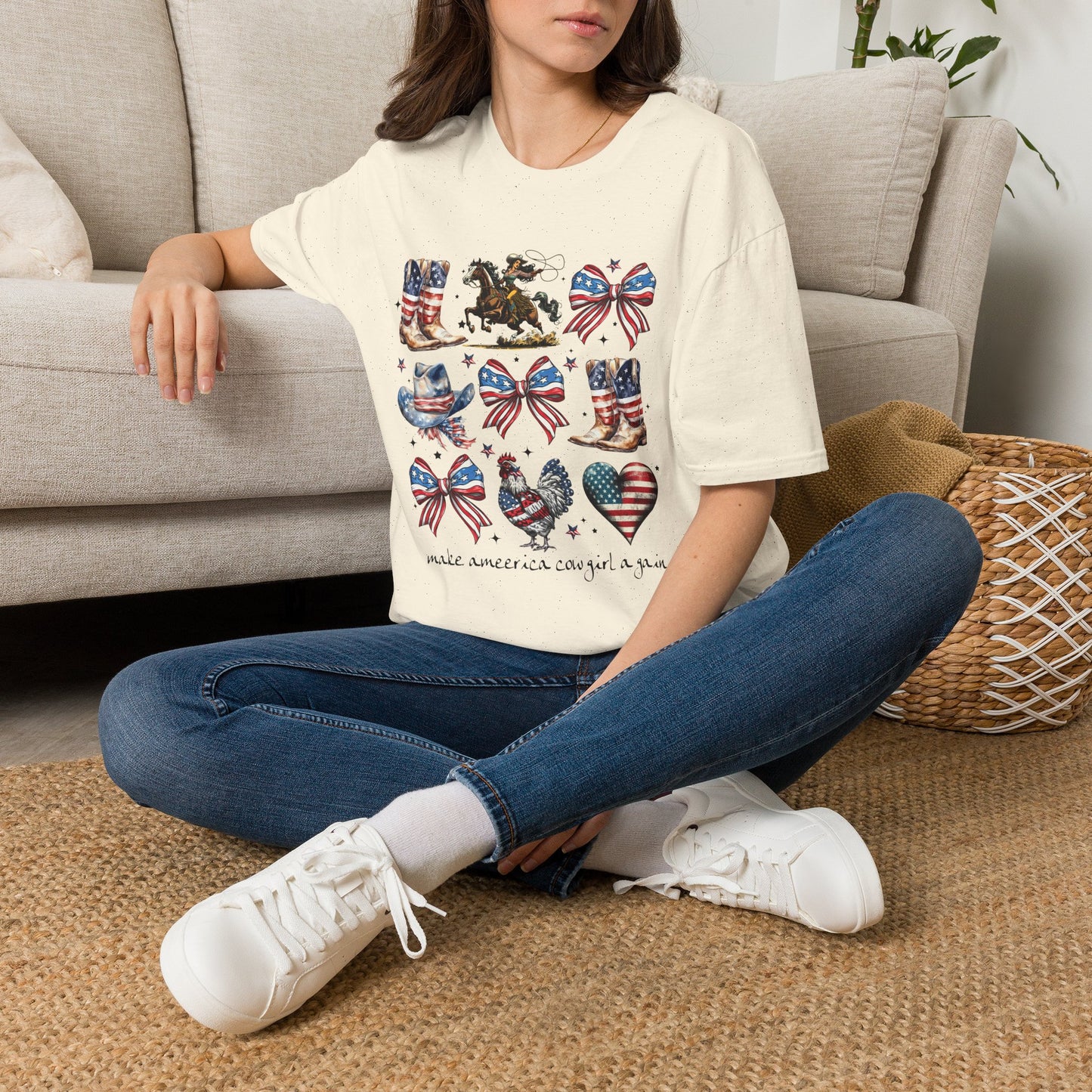 Make America Cowgirl Again T-Shirt — Americana Cowgirl Design with Horse, Boots & Cowboy Hat