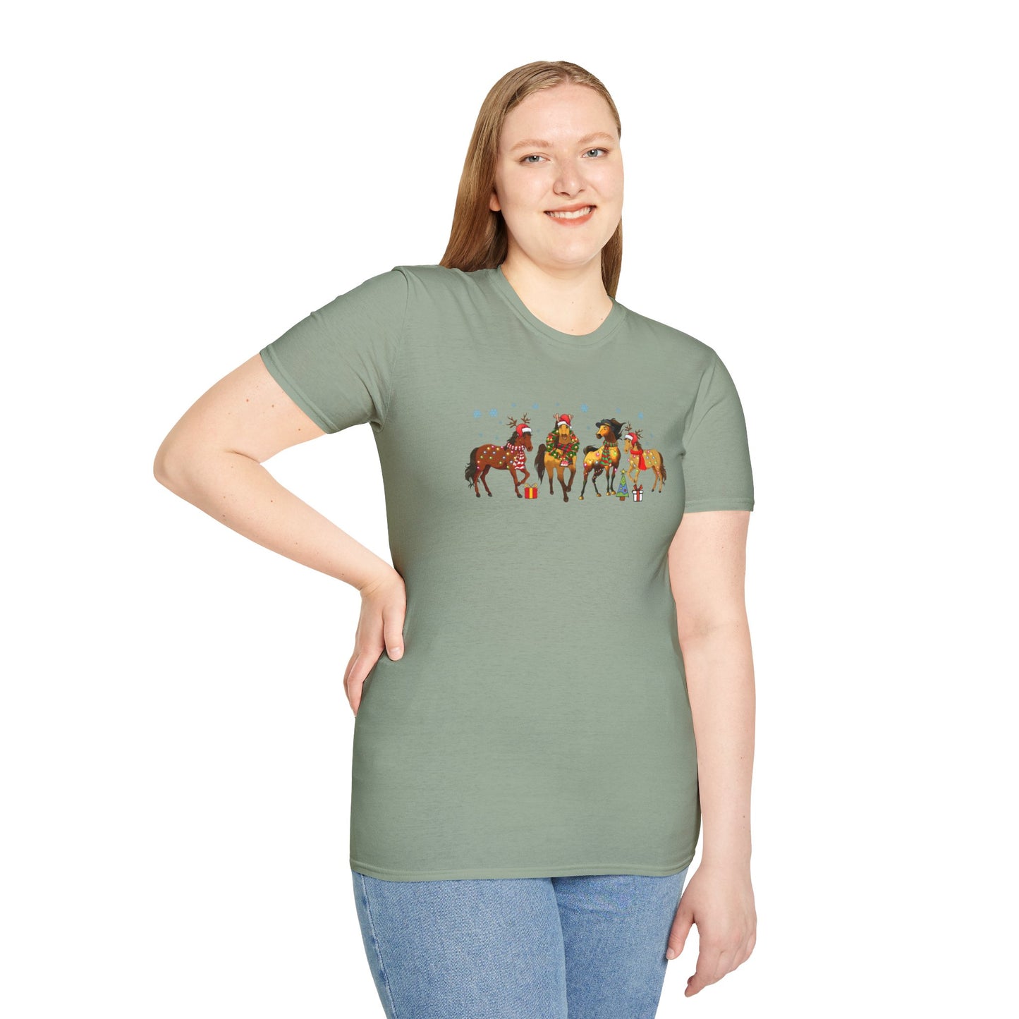 Merry Horsemas Unisex Heavy Cotton Tee, Horse Christmas Shirt, Horse Lover Shirt, Western Chrismas, Cowboy Christmas Farm Animal Christmas