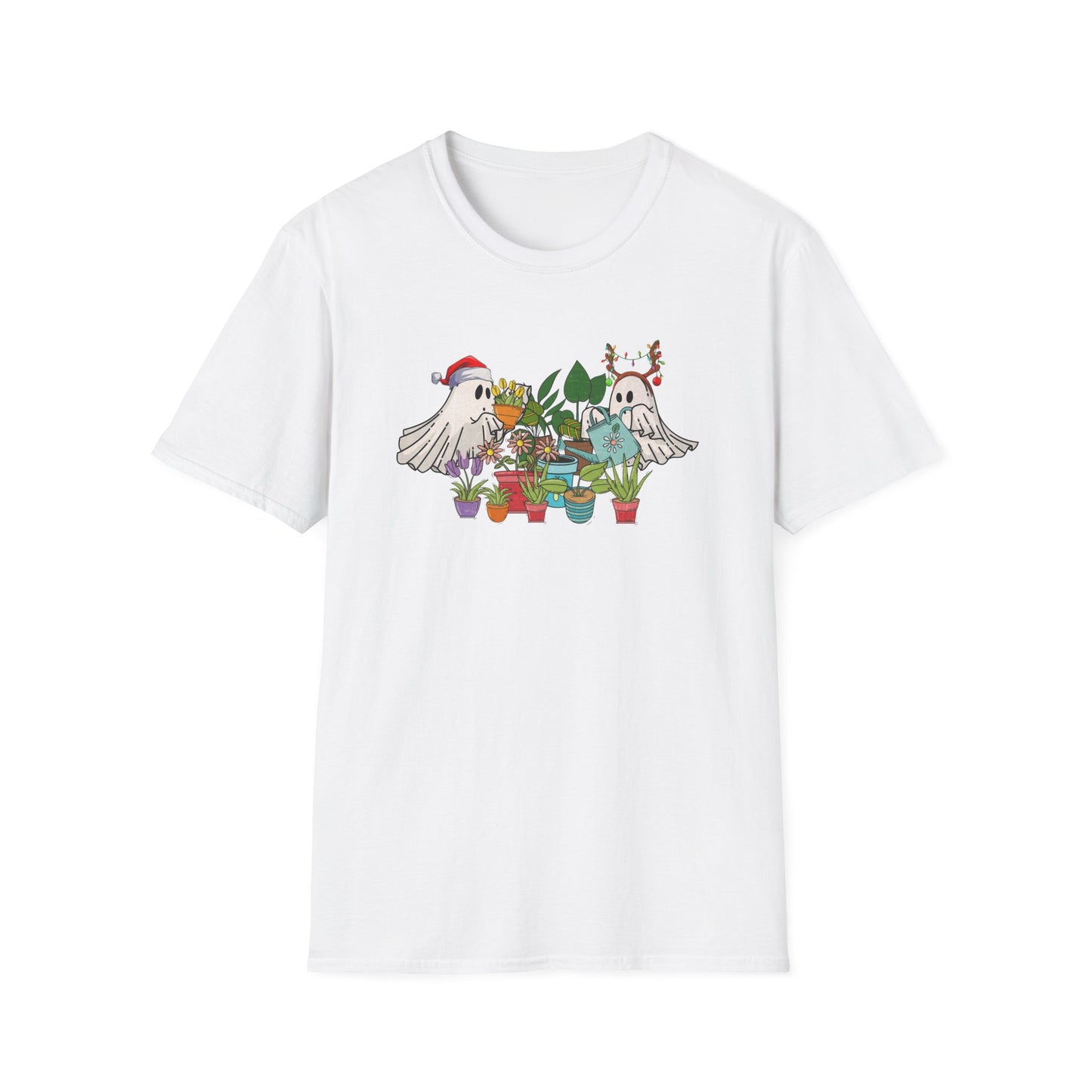 Succulent Ghost Christmas Unisex Heavy Cotton Tee, Merry Christ Tee, Ghost Christmas Tee, Succulent Christmas Tee, Plant Christmas Tee