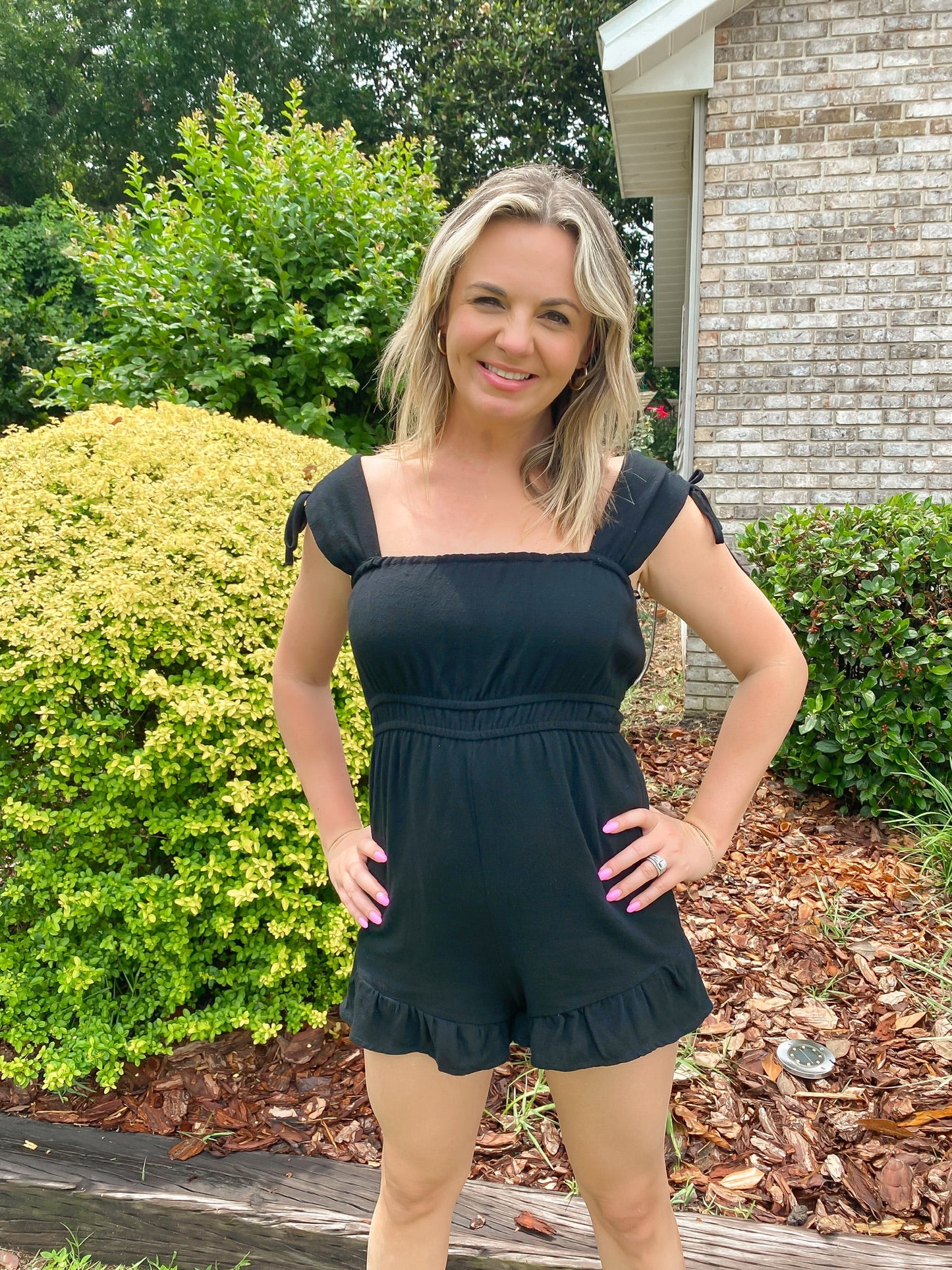 Ruffle Cut Woven Romper