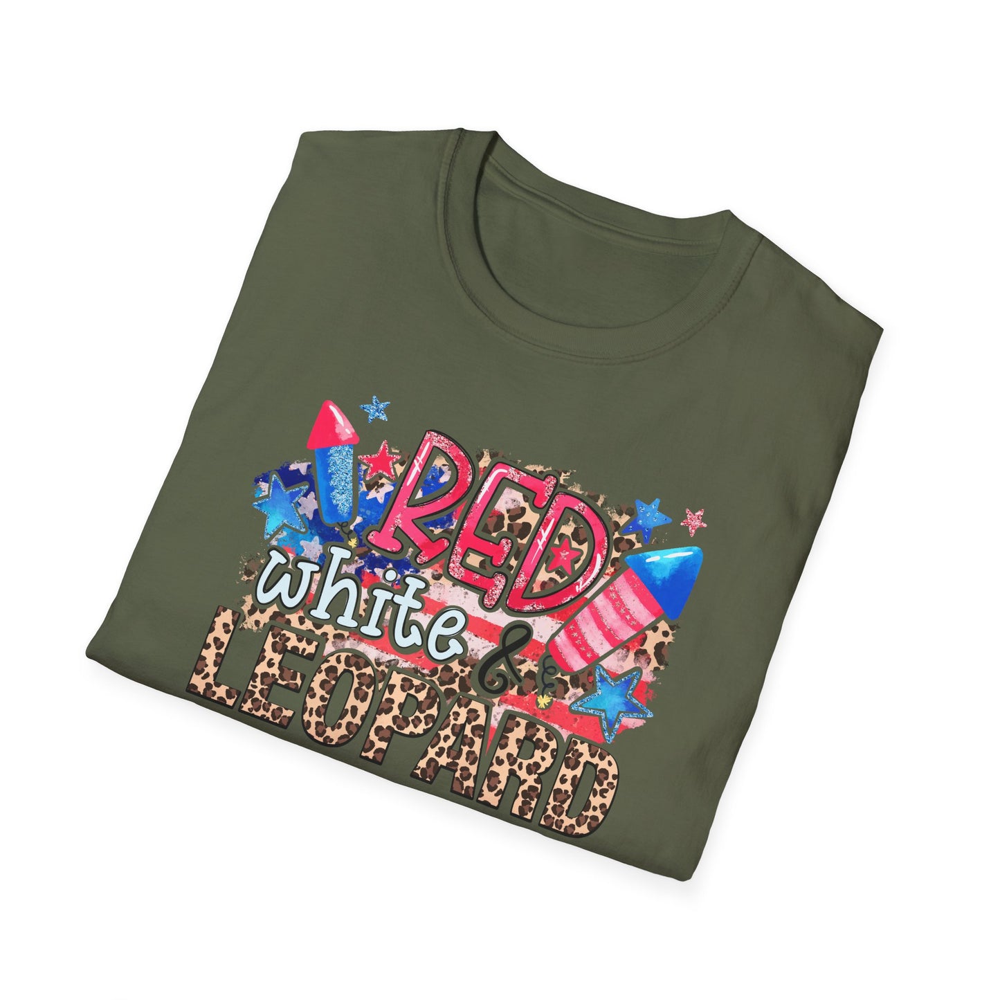 Fourth of July Americana Leopard Fireworks T-Shirt