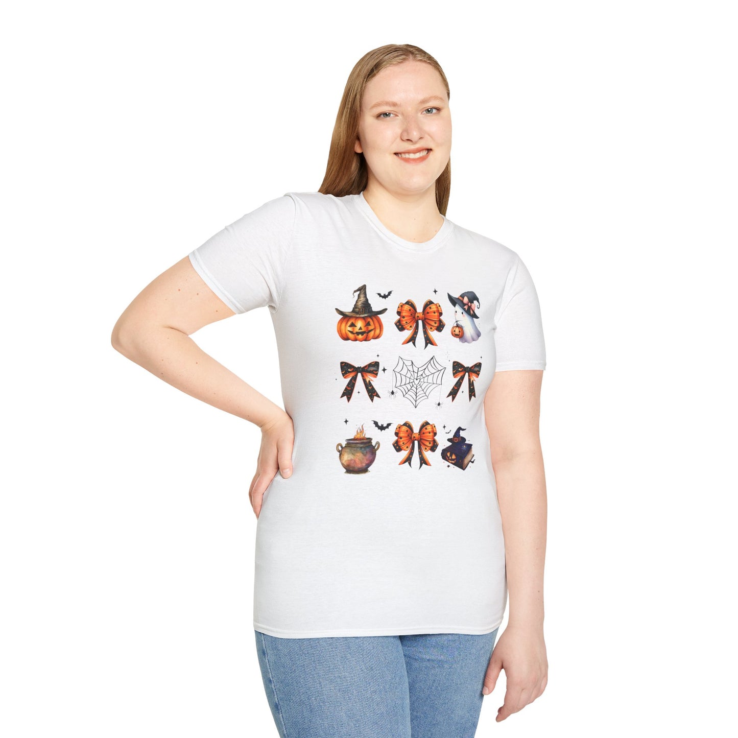 Halloween Witchy T-Shirt with Pumpkins, Ghost and Bows