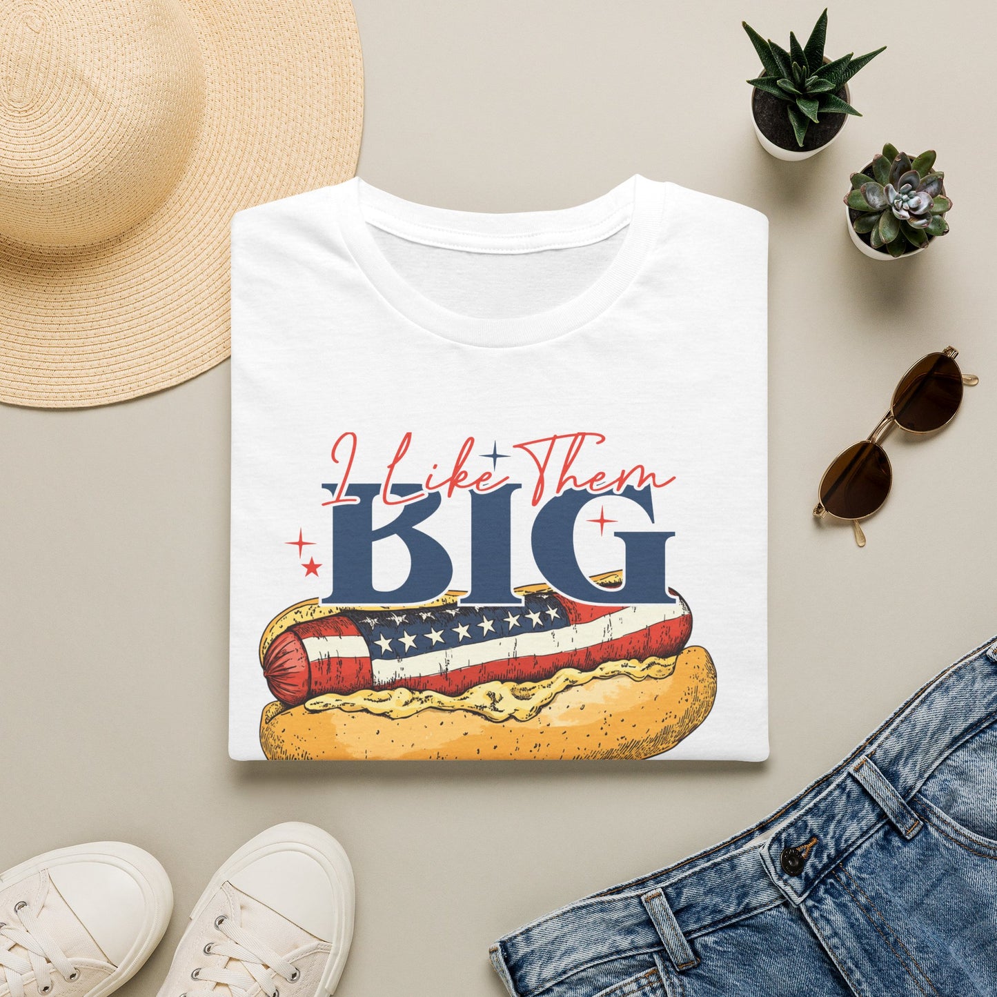 Americana Hot Dog T-Shirt — “I Like Them Big and Hard to Handle”
