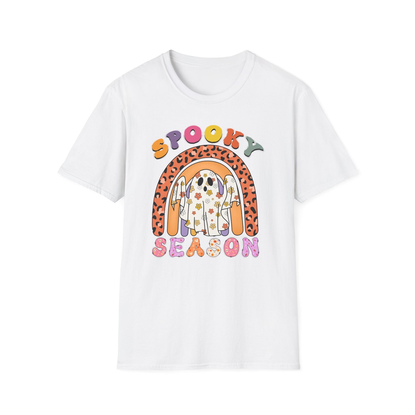 Softstyle T-Shirt Spooky Season Floral Ghost Design