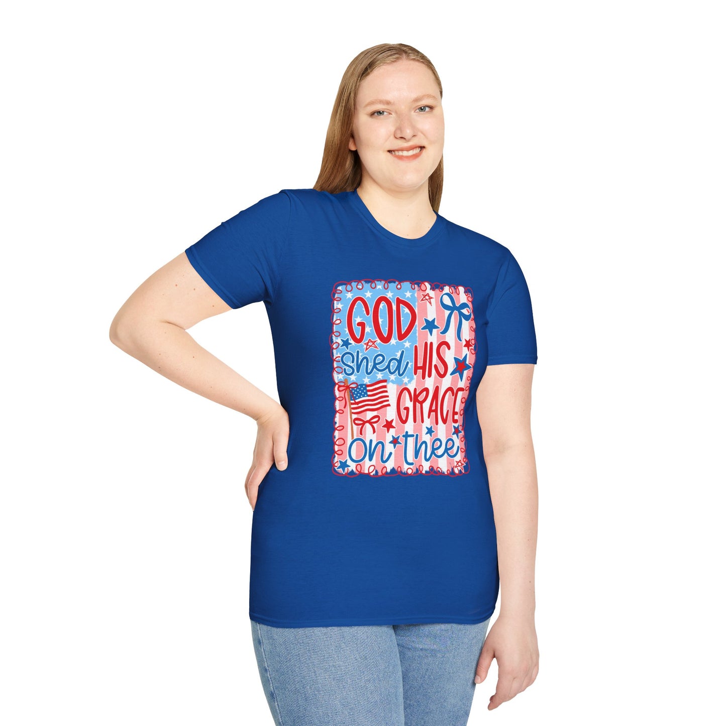 God Shed His Grace on the Red White and Blue T-Shirt | Americana Faith