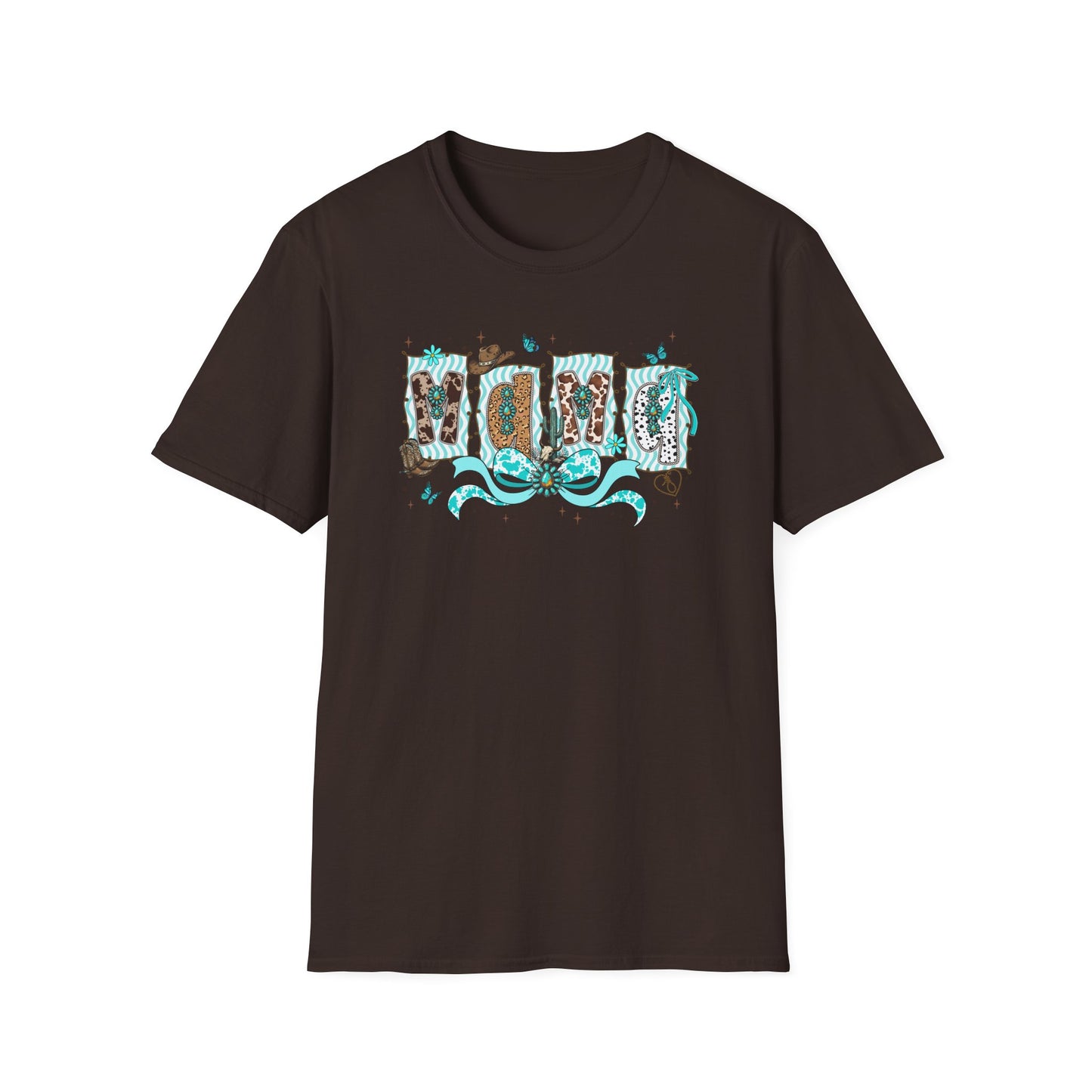 Western Mama T-Shirt — Cowboy Hat & Boots with Turquoise Accents