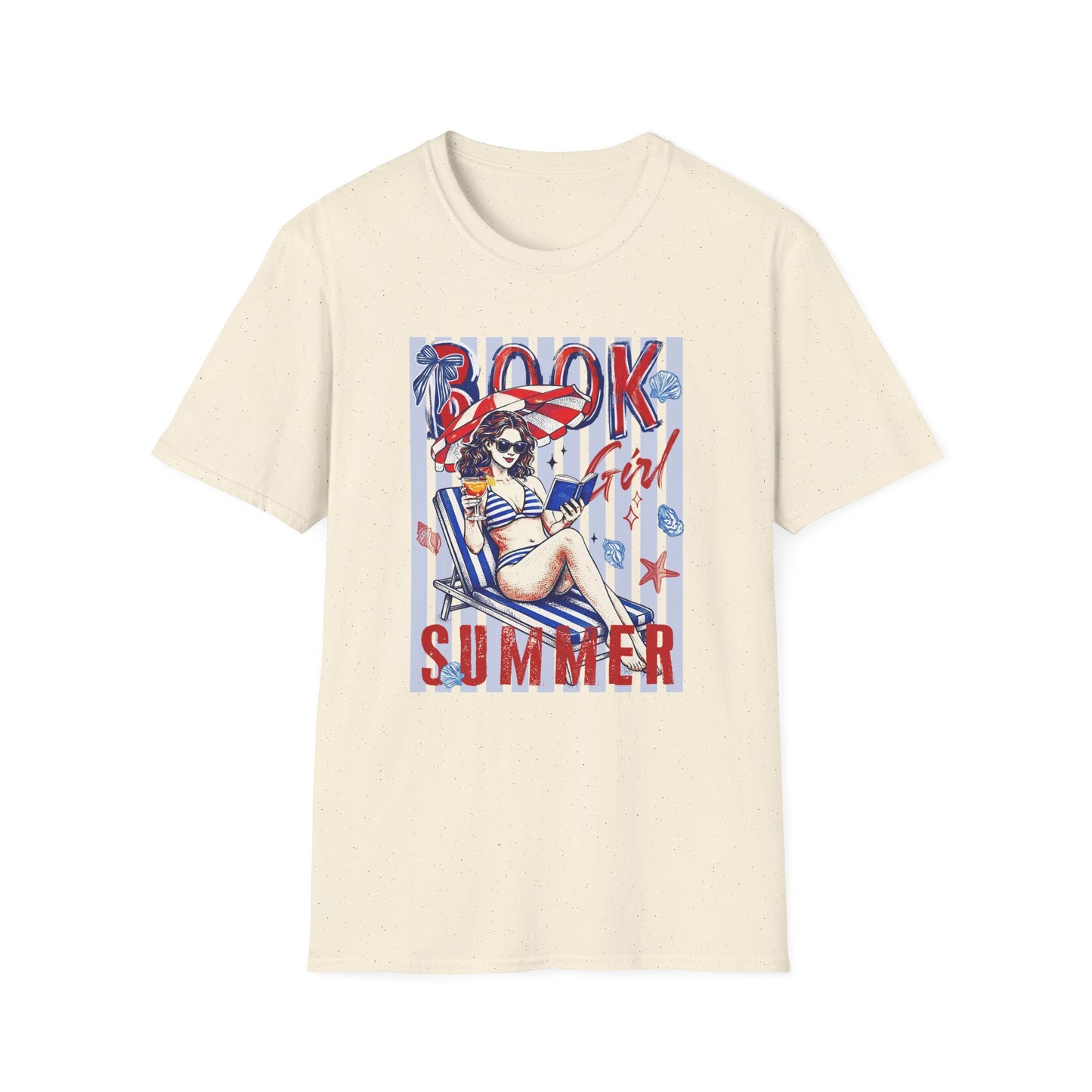 Vintage Americana Book Lover T-Shirt — 'Book Summer' Red, White & Blue Pinup