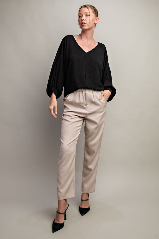 Puff Sleeve V-Neck Blouse