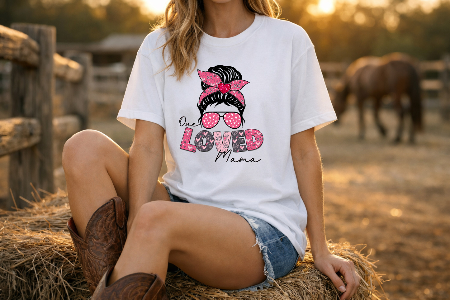 One Loved Mama Messy Bun T-Shirt | Mama Graphic Tee