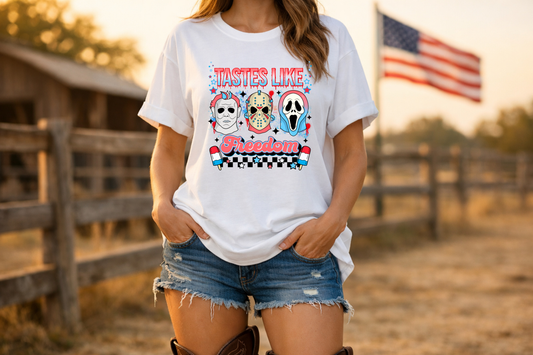 4th of July 'Taste Like Freedom' Horror Characters T-Shirt
