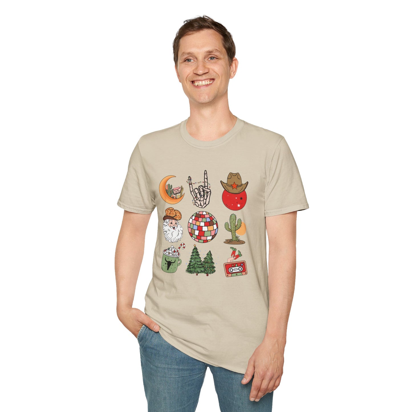 Western Christmas Unisex Heavy Cotton Tee, Santa Christmas Tee, Cowboy Christmas Tee, Disco Cowboy Christmas Tee