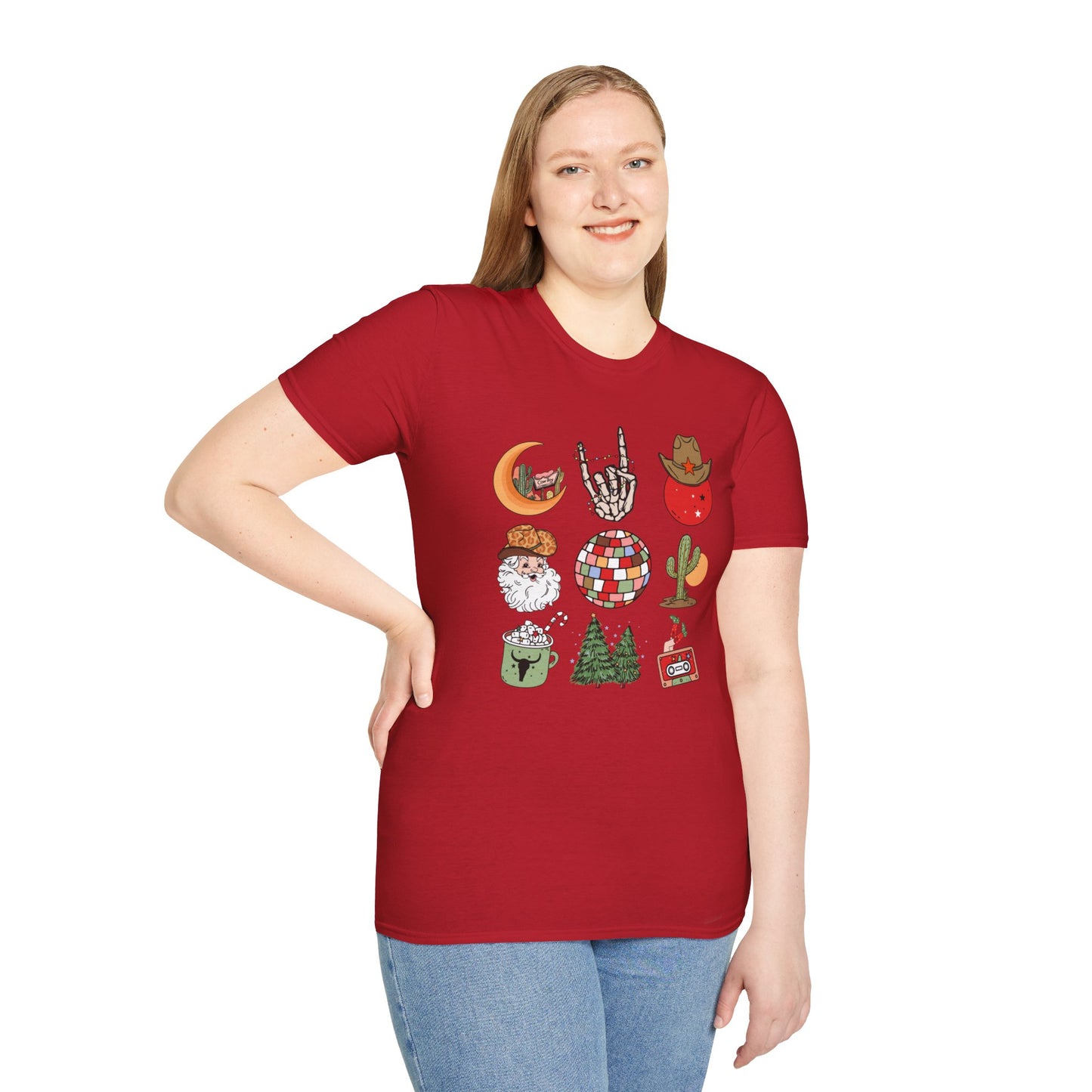 Western Christmas Unisex Heavy Cotton Tee, Santa Christmas Tee, Cowboy Christmas Tee, Disco Cowboy Christmas Tee