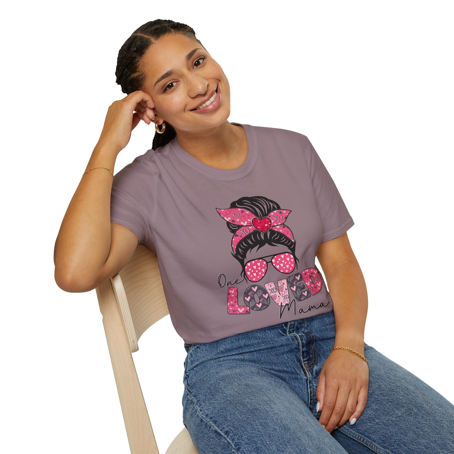 One Loved Mama Messy Bun T-Shirt | Mama Graphic Tee