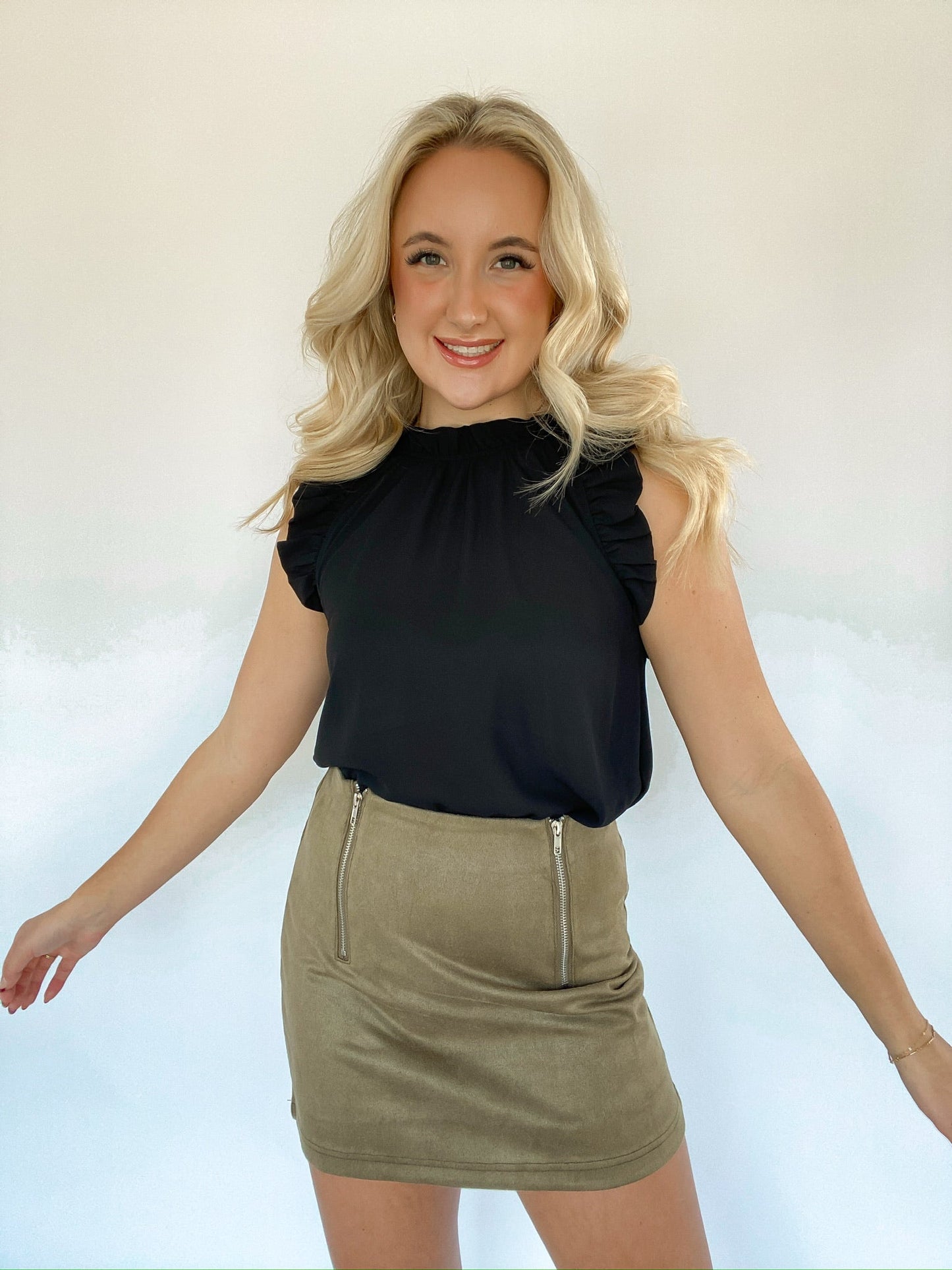 Velvet Mini Skirt- Olive — Salon 209