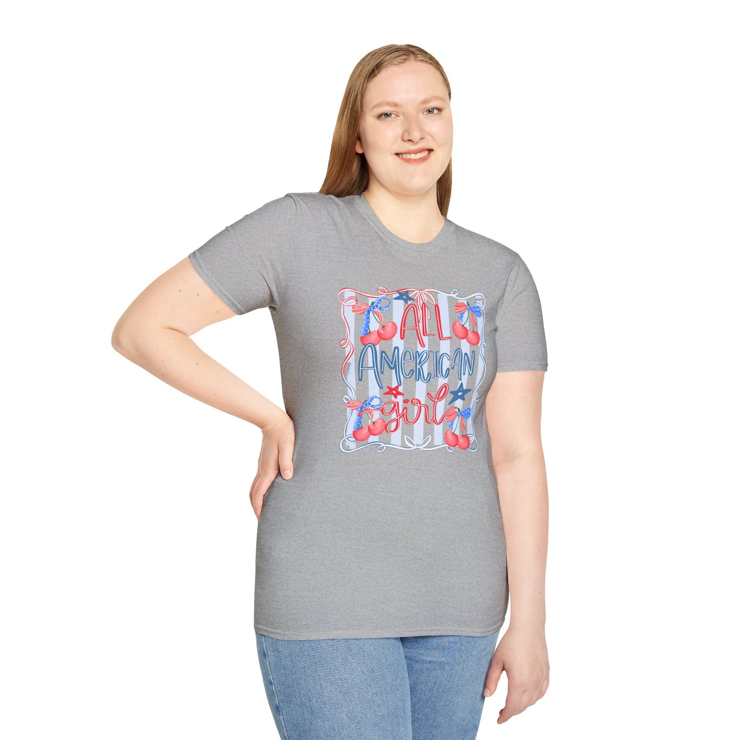 All American Girl Cherries T-Shirt | Cute Girlie Cherry Design