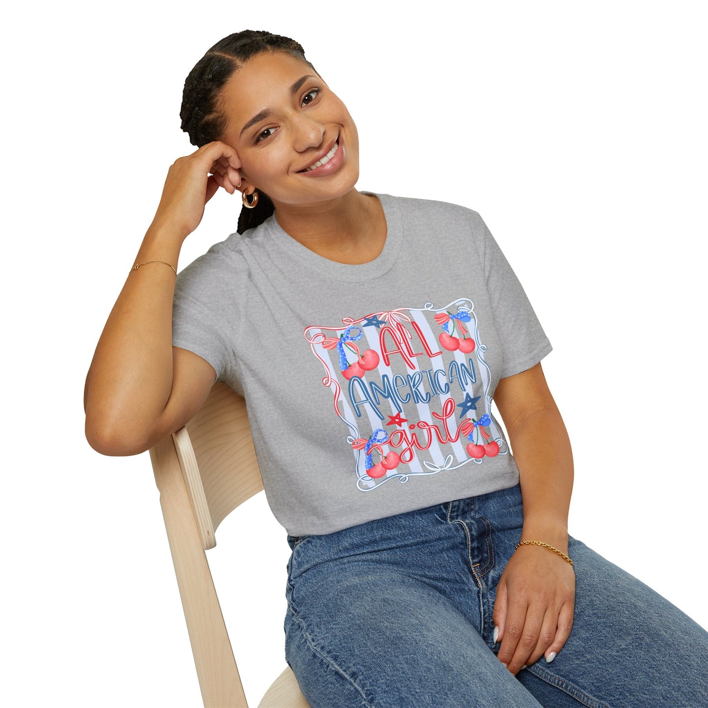 All American Girl Cherries T-Shirt | Cute Girlie Cherry Design