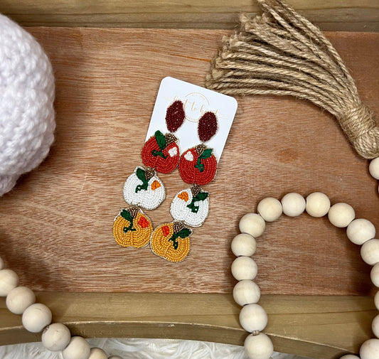 Fall Squash Beaded Earrings- The Gathering Cafe