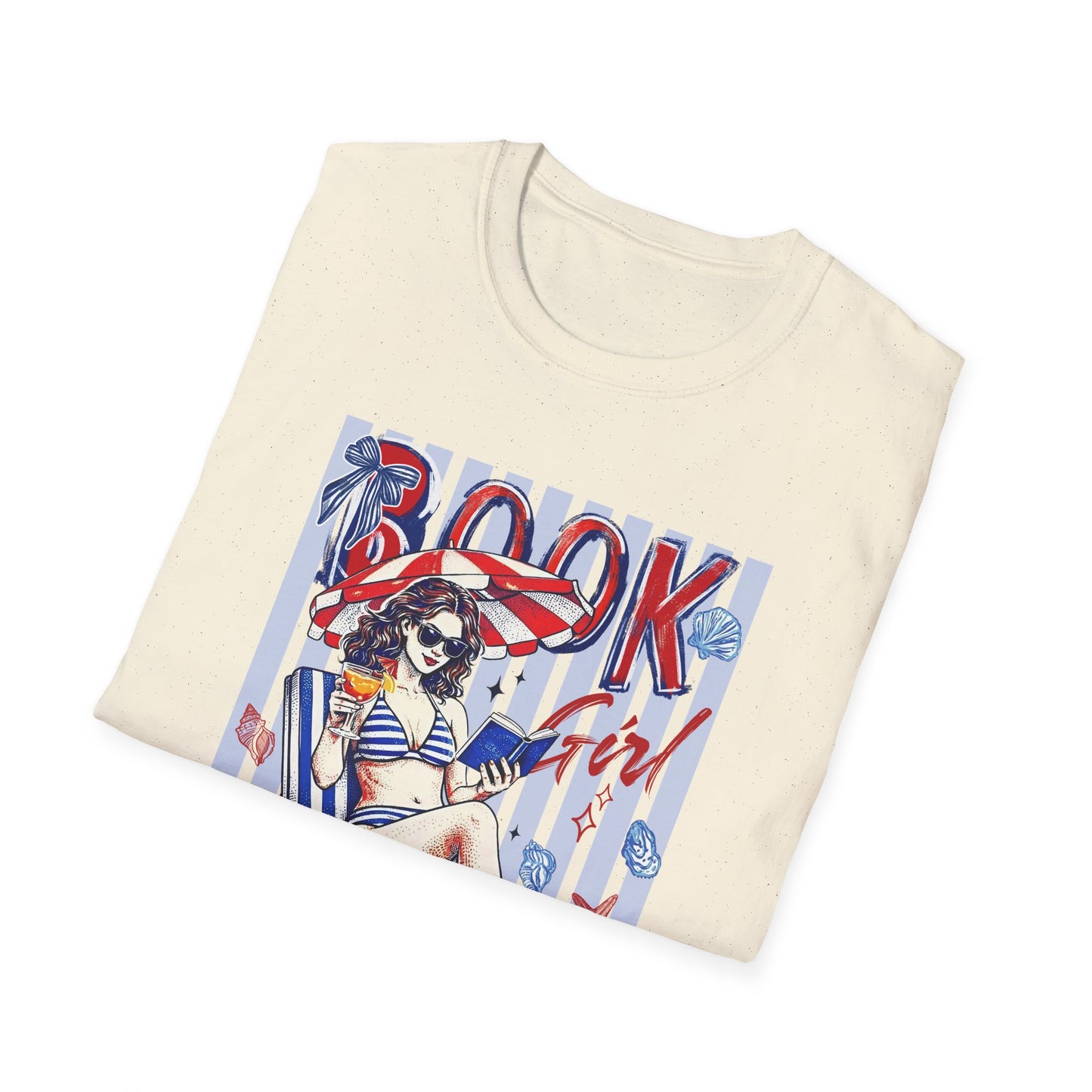 Vintage Americana Book Lover T-Shirt — 'Book Summer' Red, White & Blue Pinup