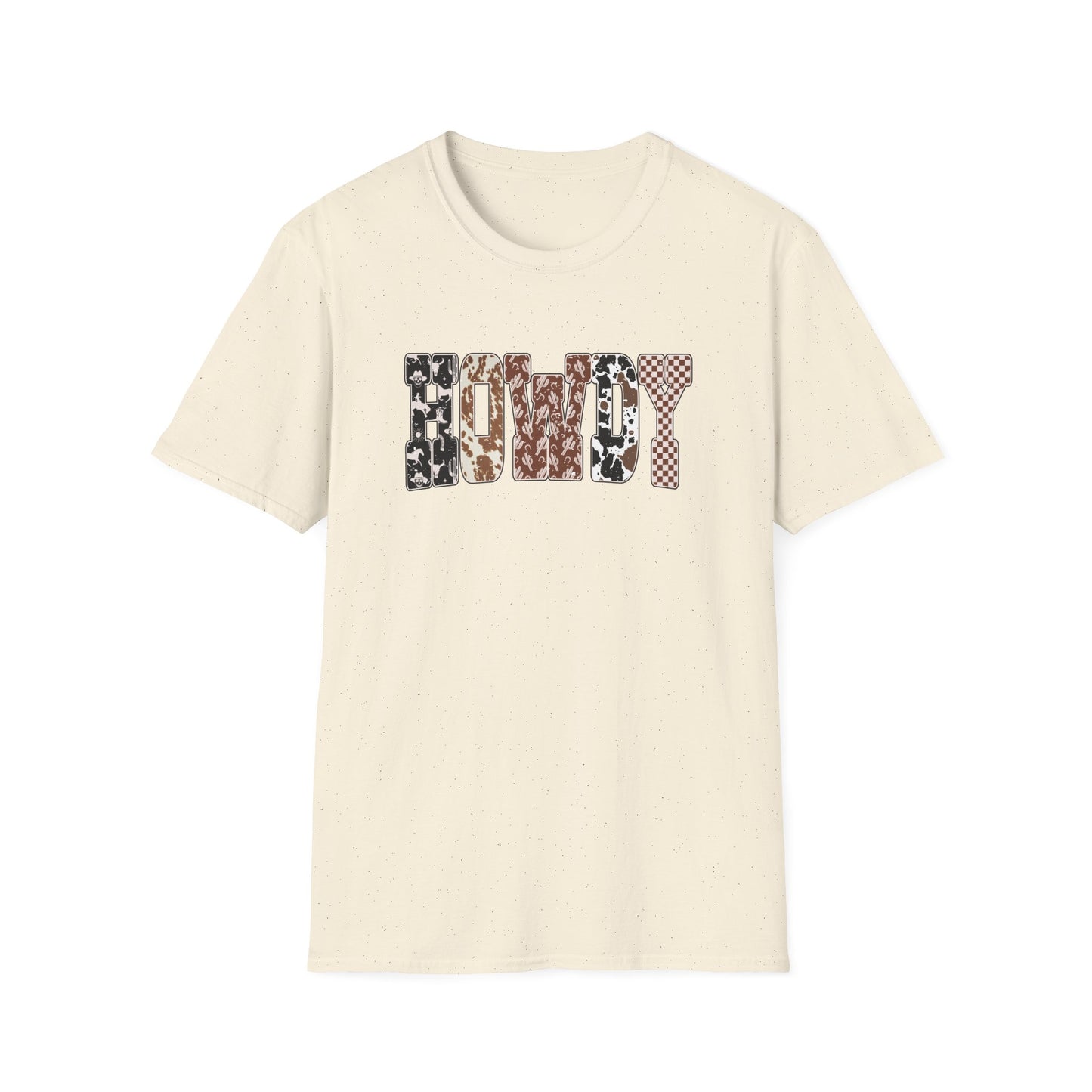 Howdy Cowhide Western Shirt T-Shirt | Cowboy Cactus Checkered Print