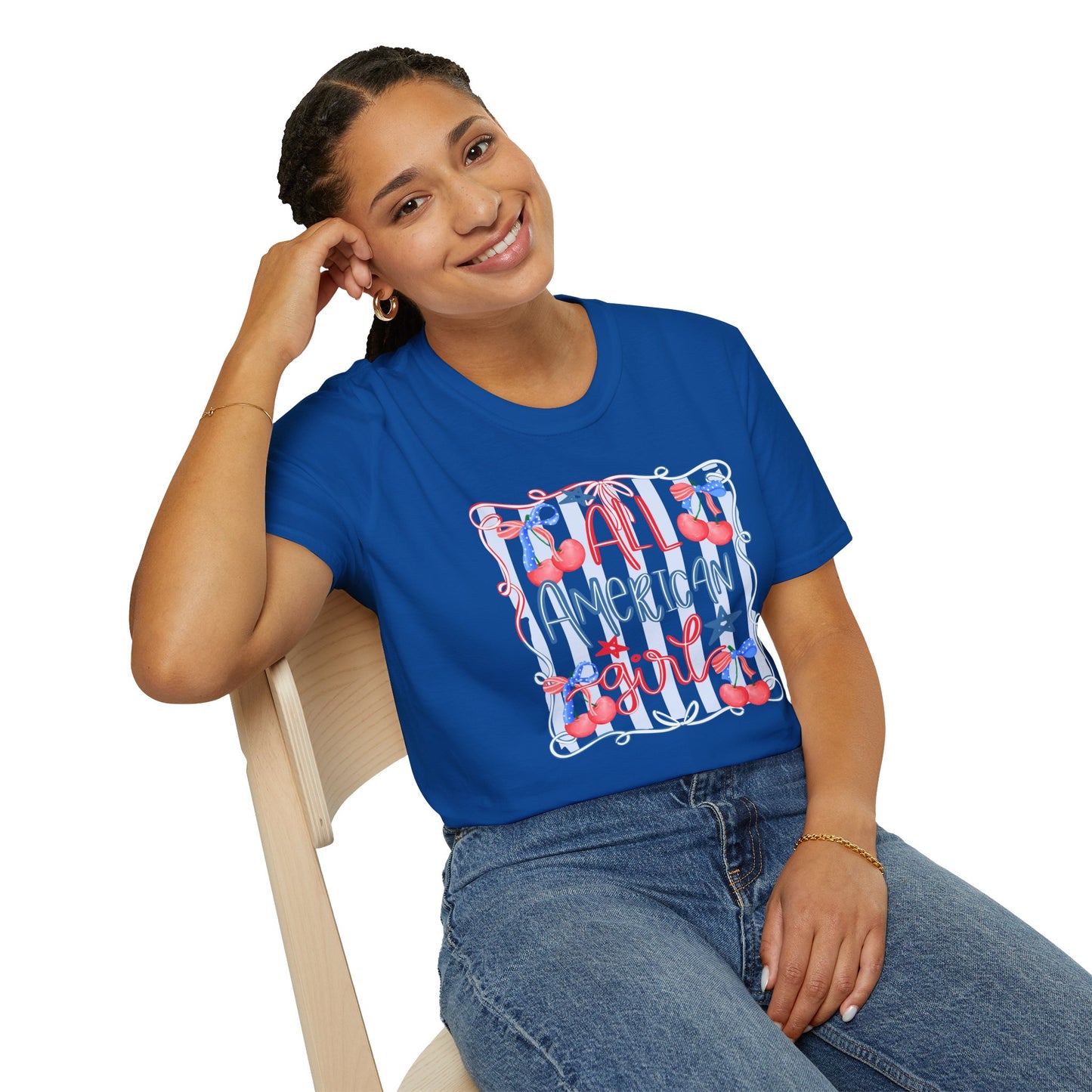 All American Girl Cherries T-Shirt | Cute Girlie Cherry Design