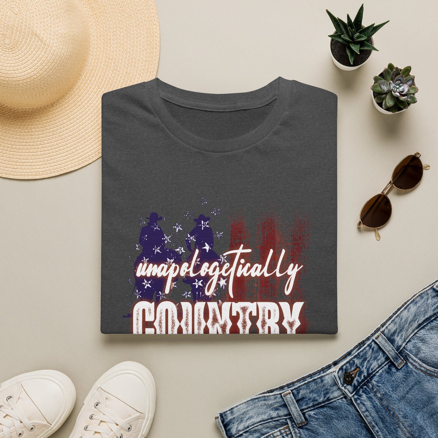 Unapologetically Country T-Shirt — Red White & Blue Americana Cowboy Flag Tee