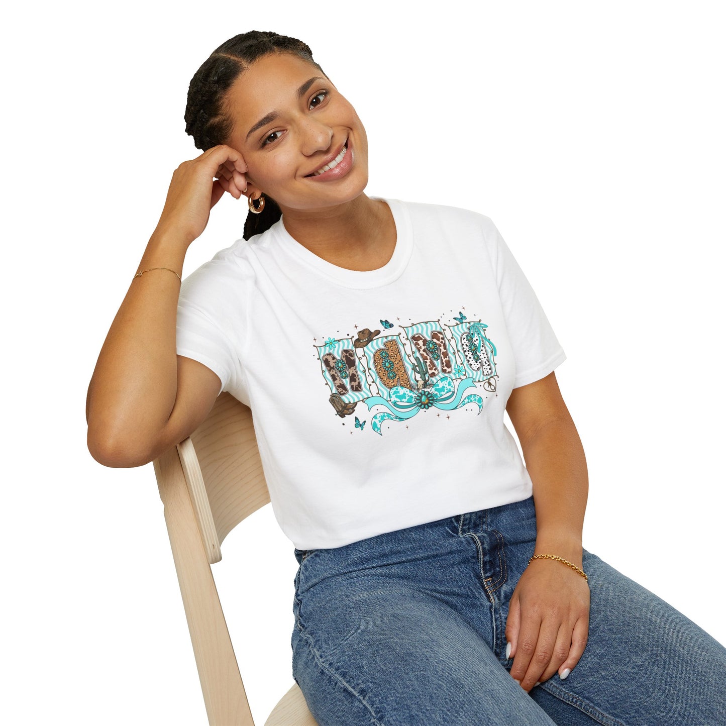 Western Mama T-Shirt — Cowboy Hat & Boots with Turquoise Accents