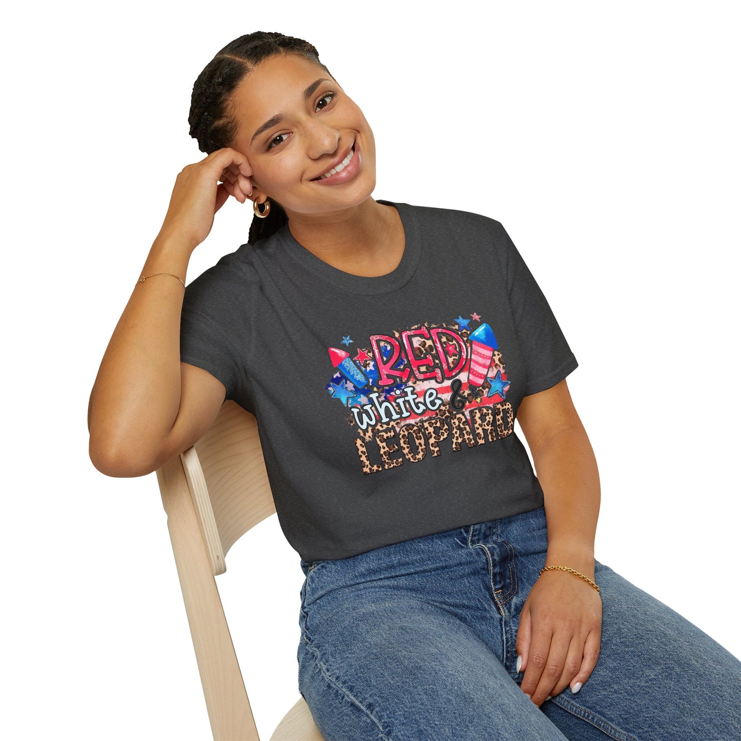 Fourth of July Americana Leopard Fireworks T-Shirt