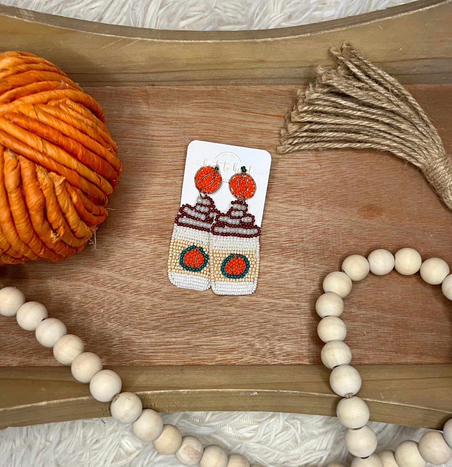 Pumpkin Spice Beaded Earrings- The Gathering Cafe