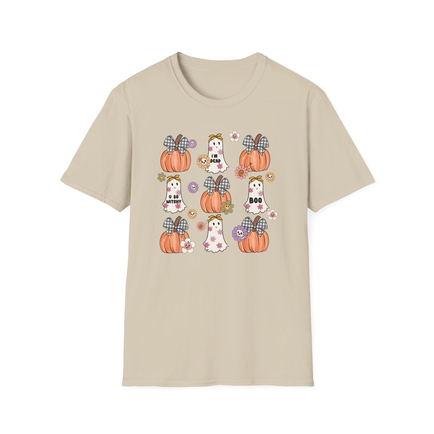 Halloween Pumpkin and Ghost Unisex Softstyle T-Shirt