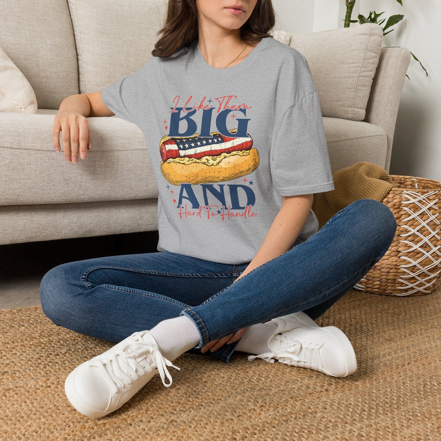 Americana Hot Dog T-Shirt — “I Like Them Big and Hard to Handle”