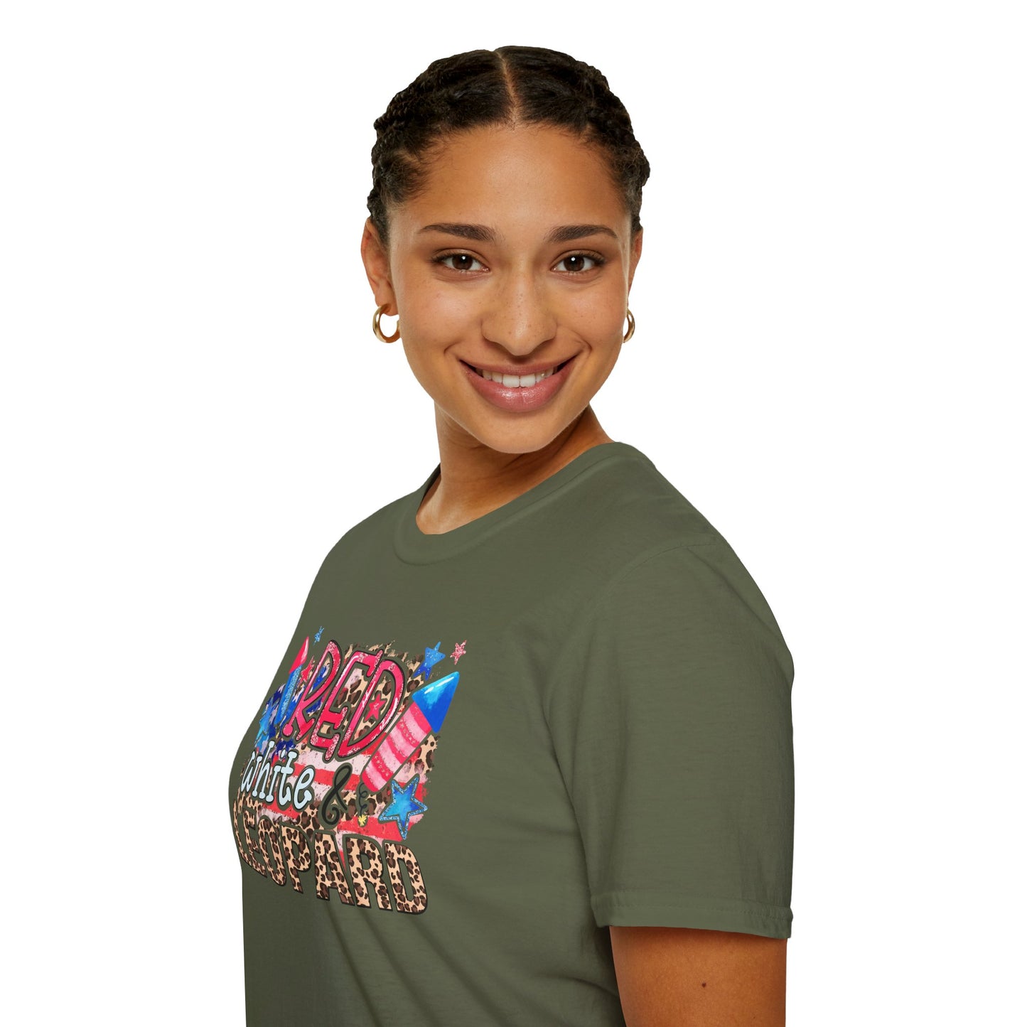 Fourth of July Americana Leopard Fireworks T-Shirt