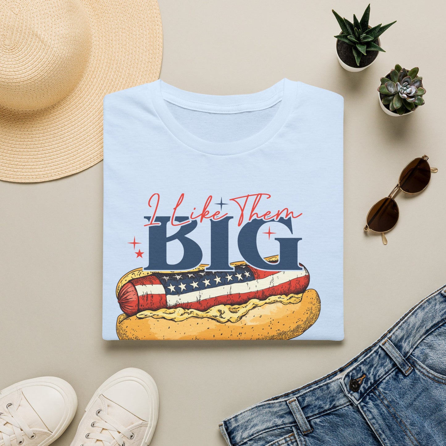Americana Hot Dog T-Shirt — “I Like Them Big and Hard to Handle”