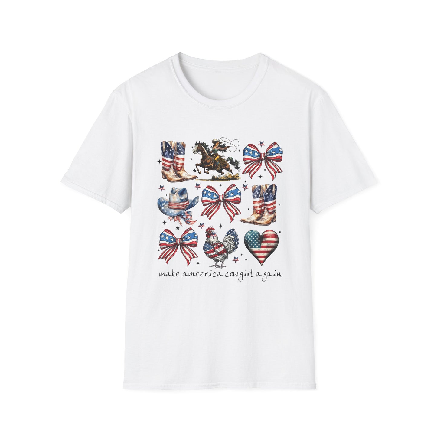 Make America Cowgirl Again T-Shirt — Americana Cowgirl Design with Horse, Boots & Cowboy Hat