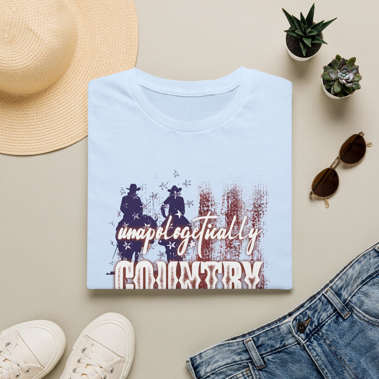 Unapologetically Country T-Shirt — Red White & Blue Americana Cowboy Flag Tee