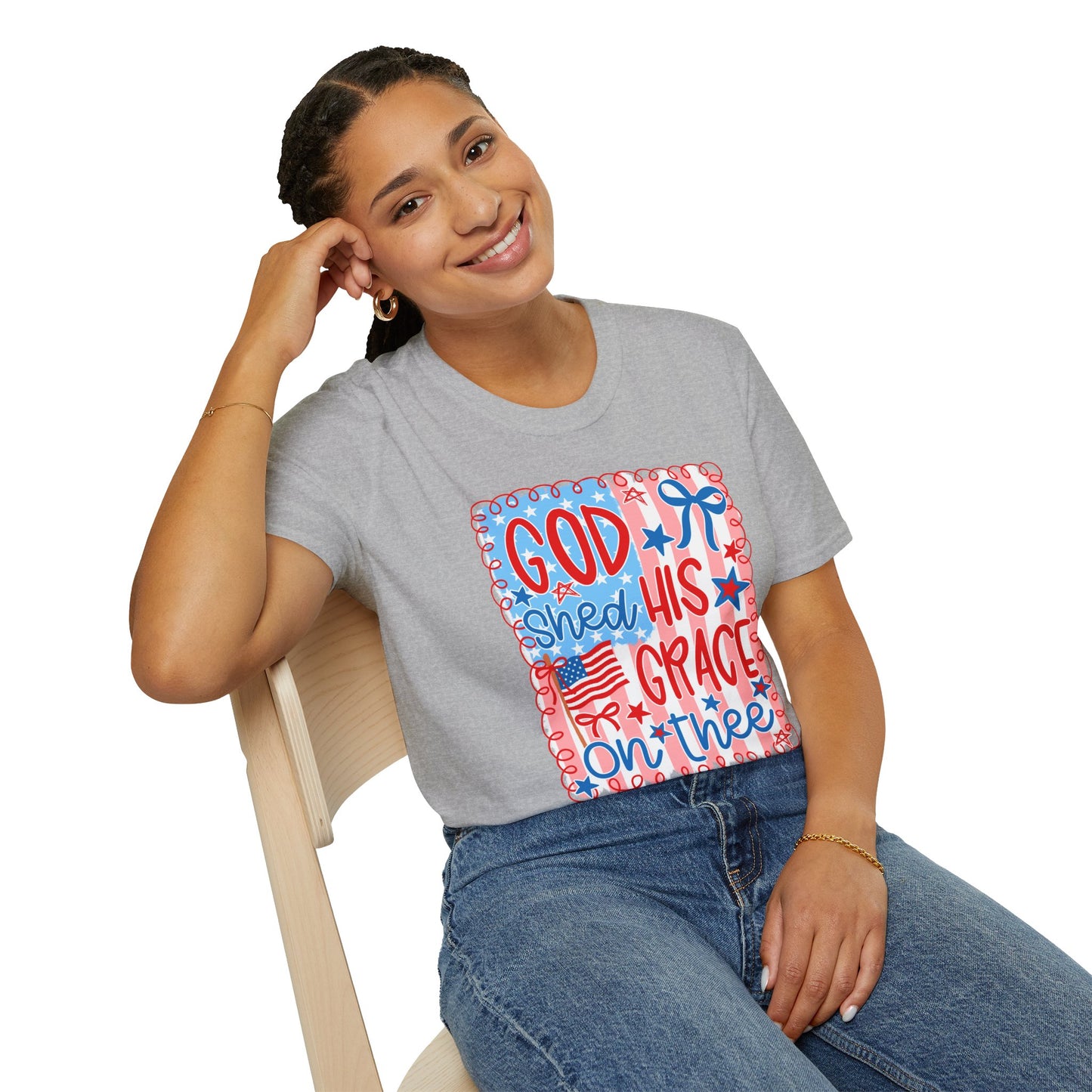 God Shed His Grace on the Red White and Blue T-Shirt | Americana Faith