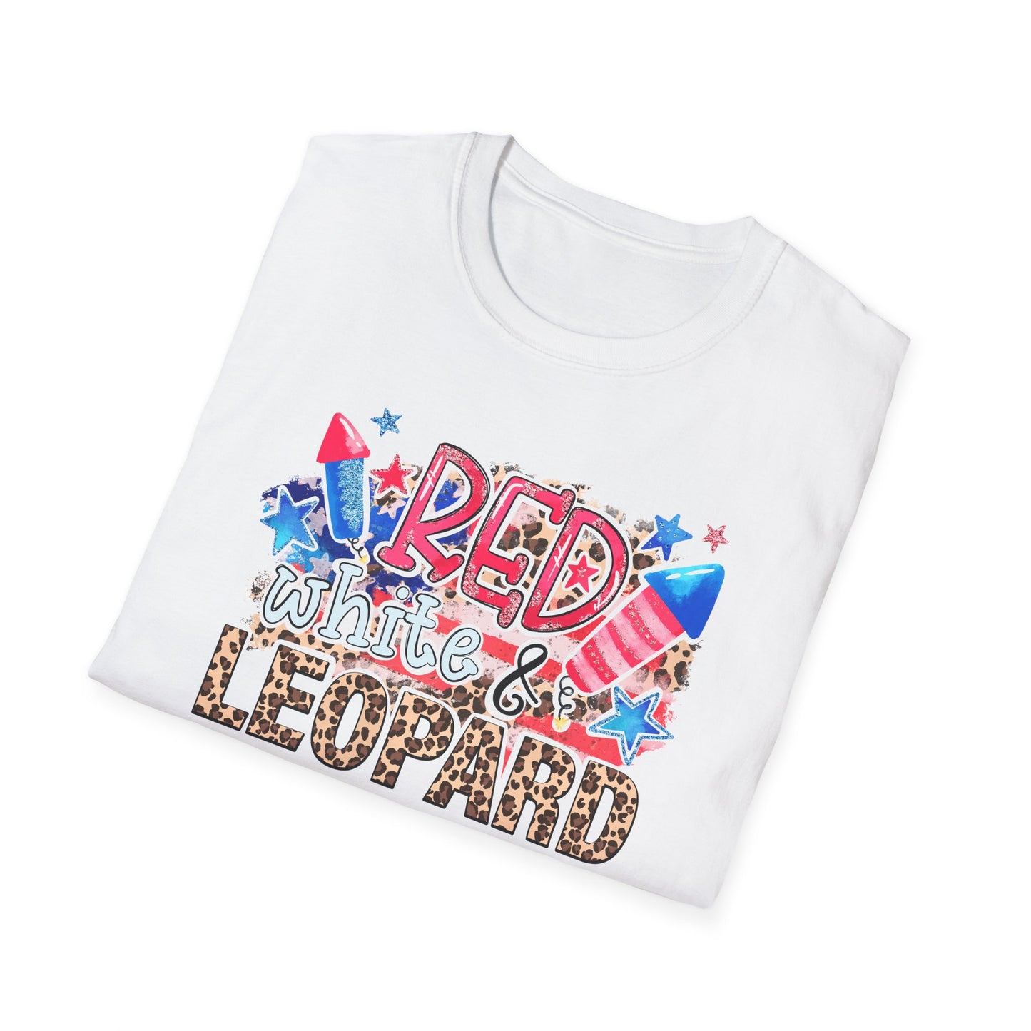 Fourth of July Americana Leopard Fireworks T-Shirt