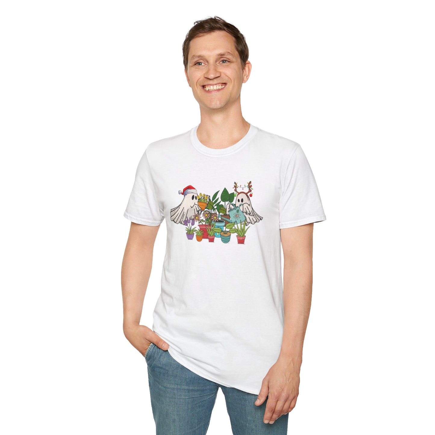 Succulent Ghost Christmas Unisex Heavy Cotton Tee, Merry Christ Tee, Ghost Christmas Tee, Succulent Christmas Tee, Plant Christmas Tee