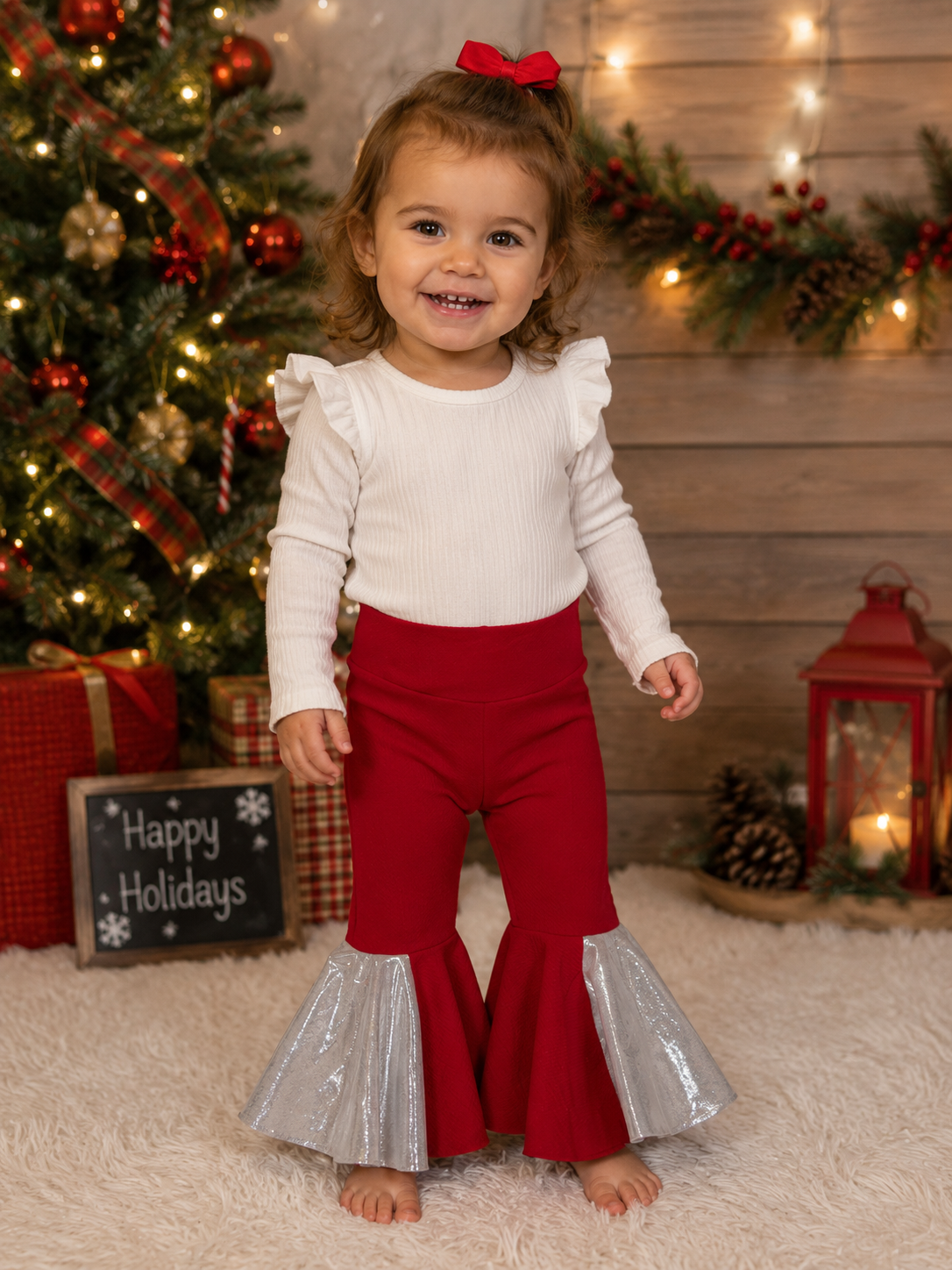 Red and Silver Baby  Bell Bottoms