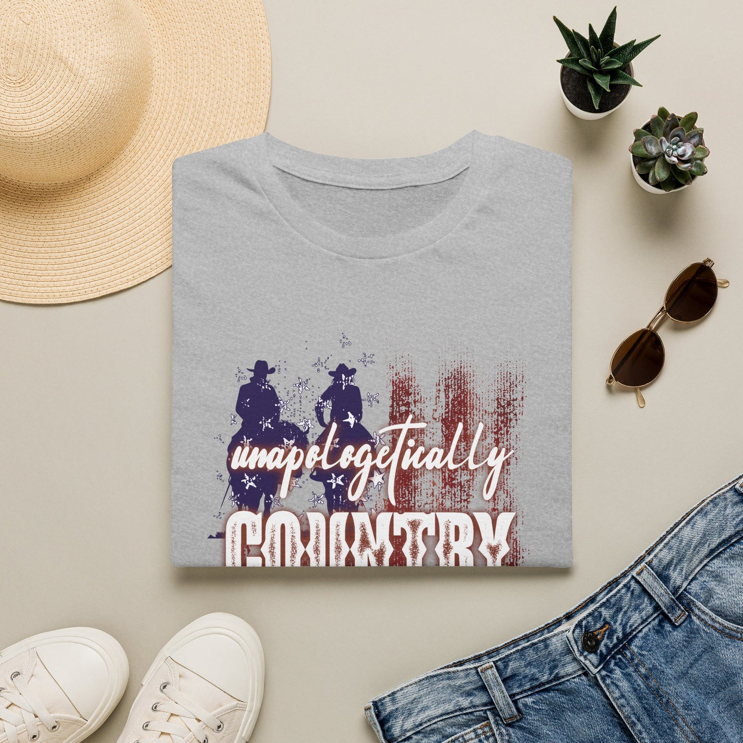 Unapologetically Country T-Shirt — Red White & Blue Americana Cowboy Flag Tee