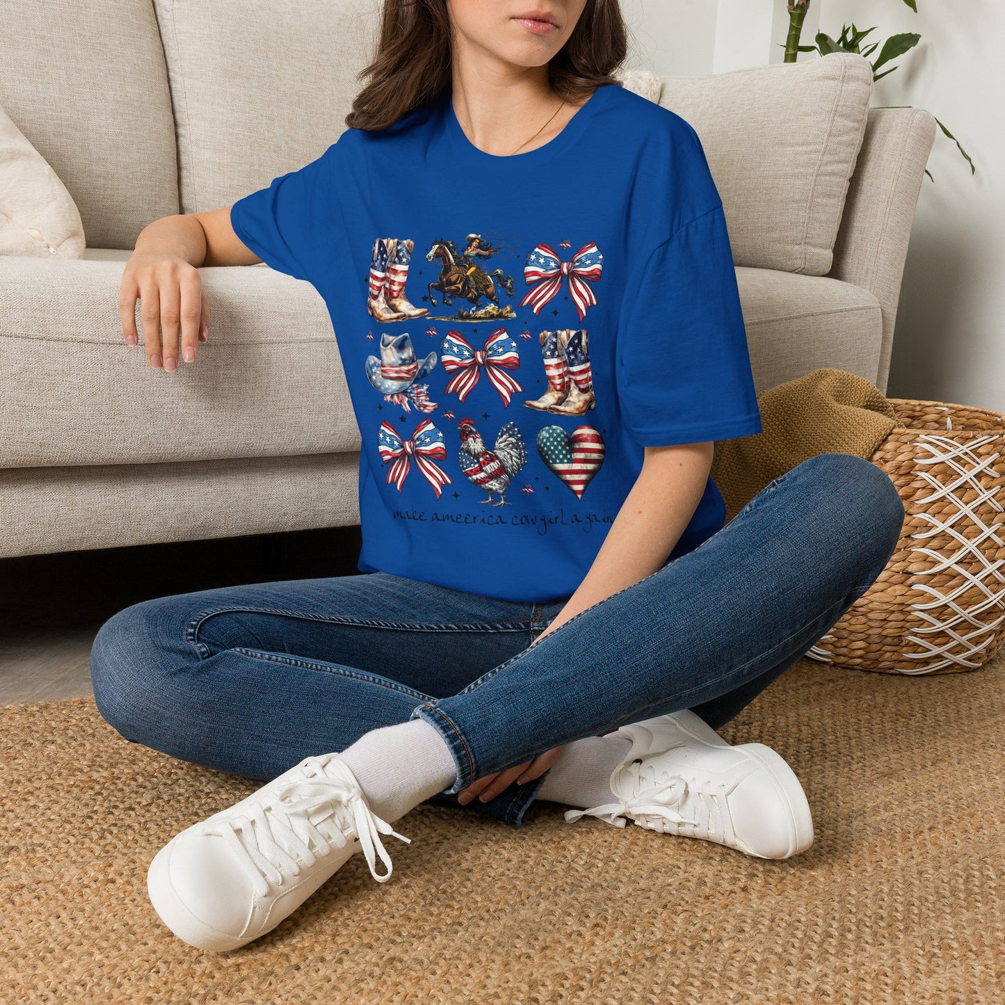 Make America Cowgirl Again T-Shirt — Americana Cowgirl Design with Horse, Boots & Cowboy Hat