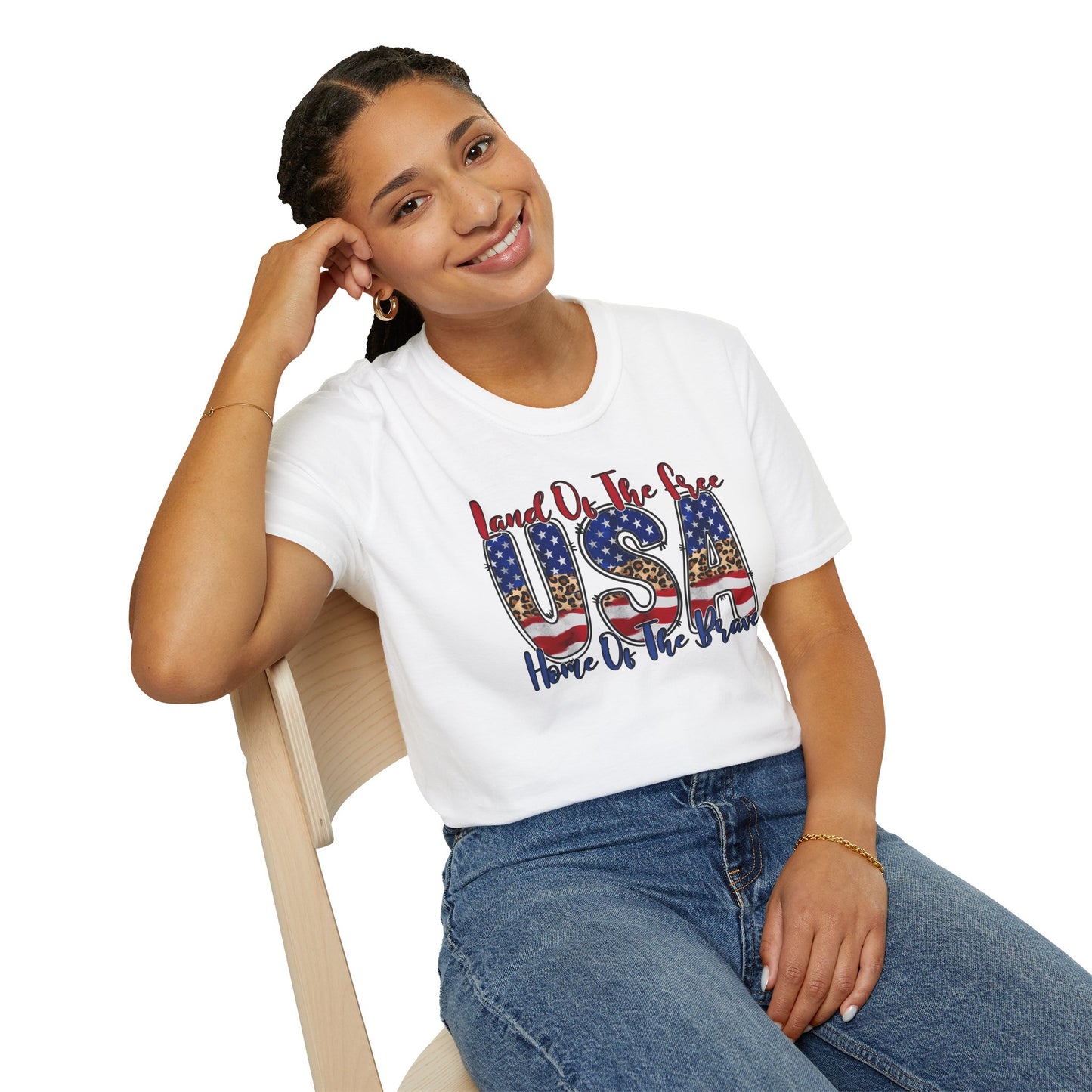 Land of the Free Because of the Brave T-Shirt — USA Flag Americana