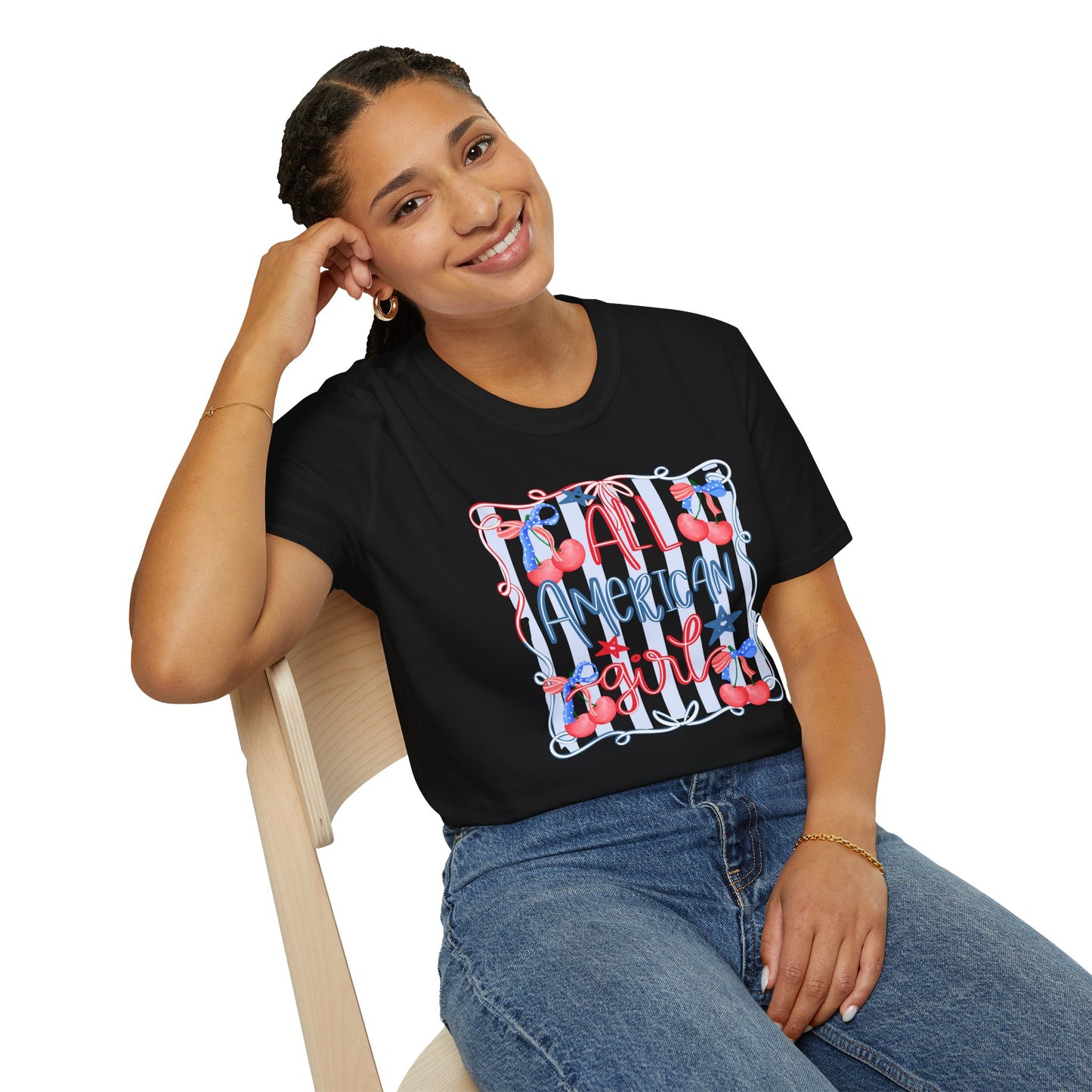 All American Girl Cherries T-Shirt | Cute Girlie Cherry Design