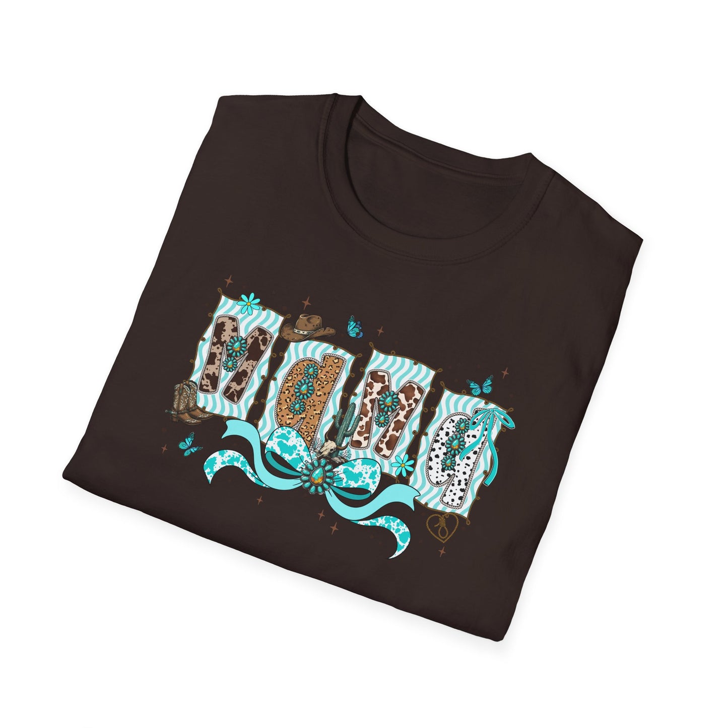 Western Mama T-Shirt — Cowboy Hat & Boots with Turquoise Accents