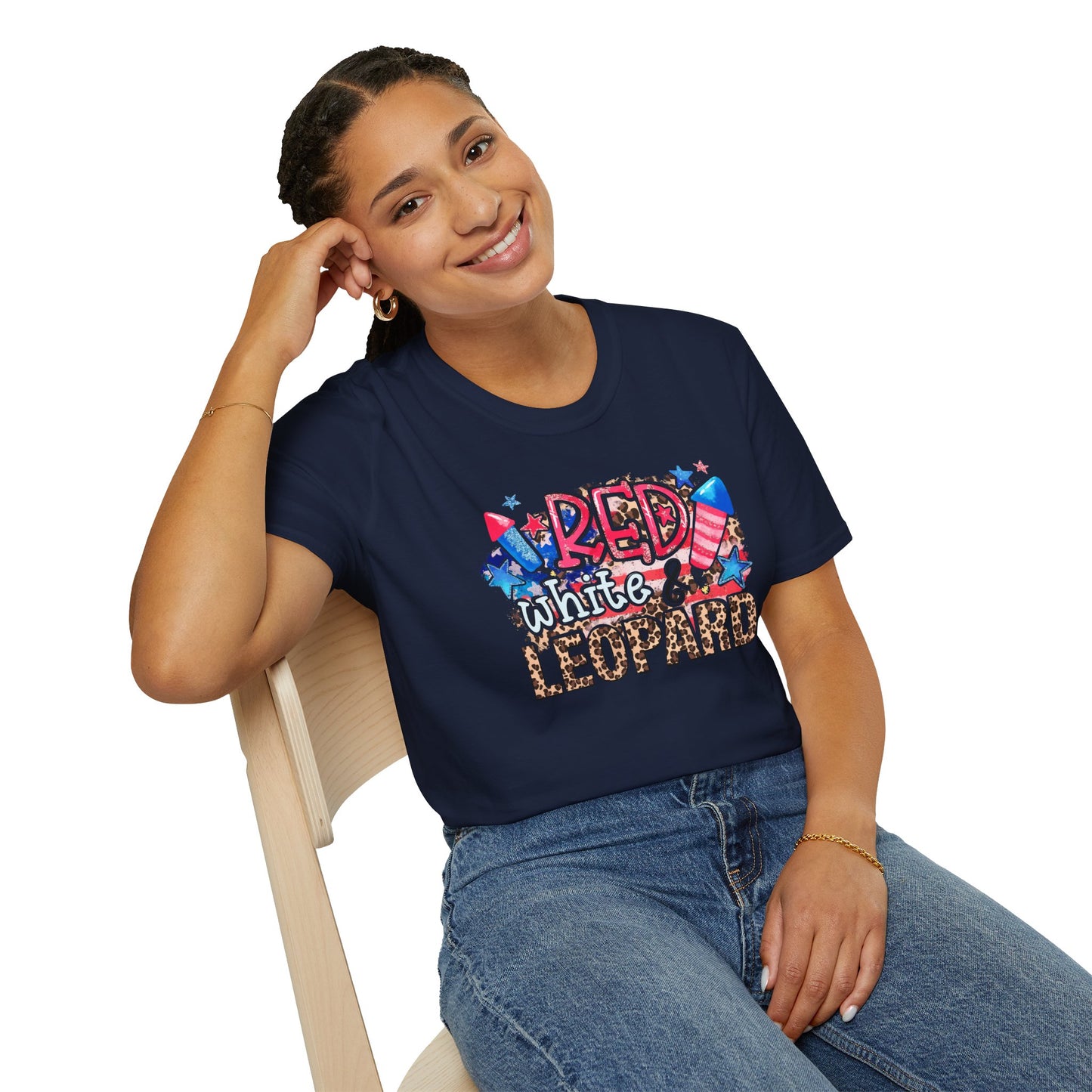 Fourth of July Americana Leopard Fireworks T-Shirt