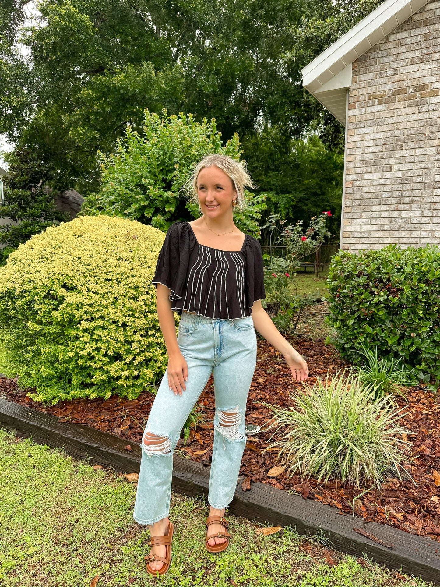 Flutter Sleeve Babydoll Top — Salon 209