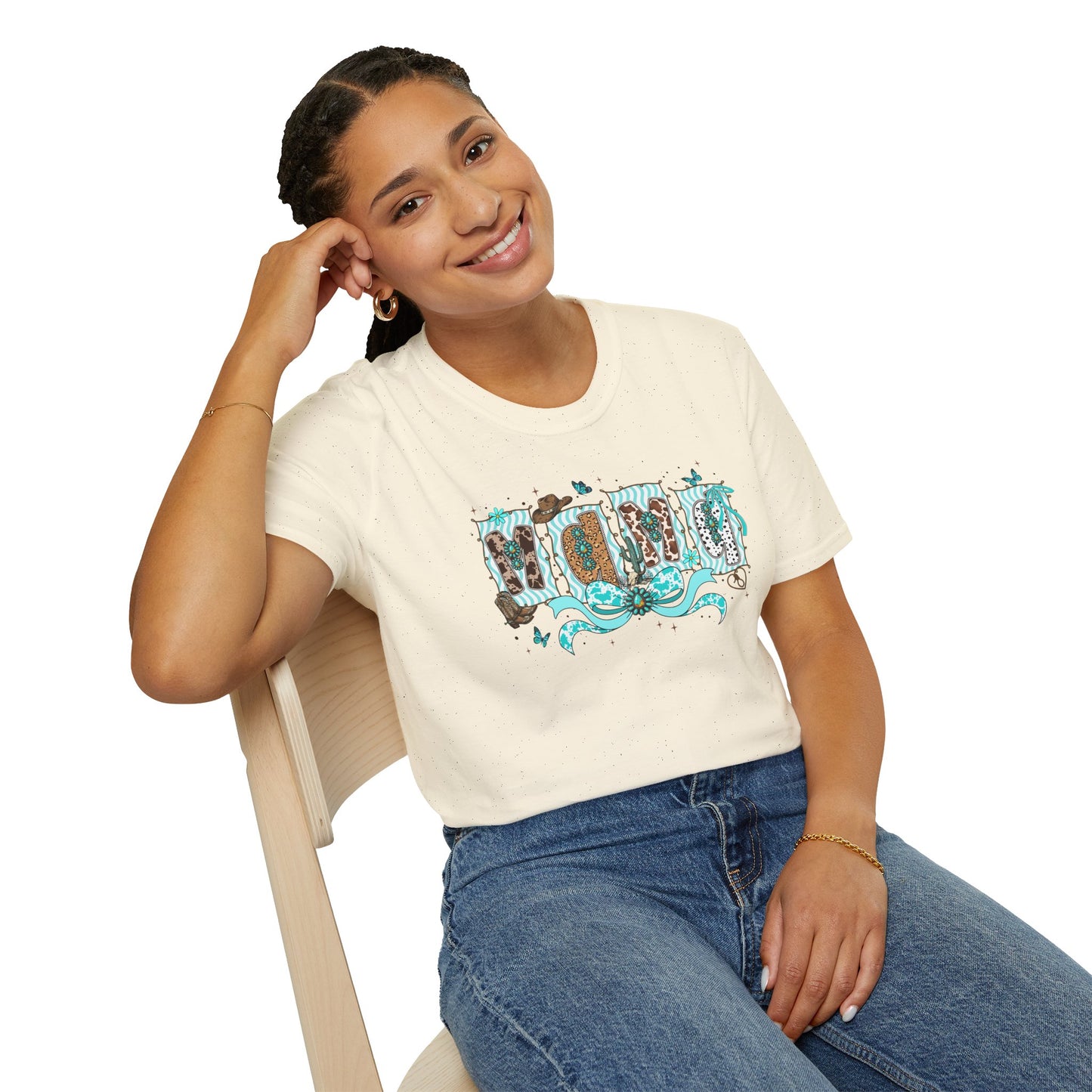 Western Mama T-Shirt — Cowboy Hat & Boots with Turquoise Accents