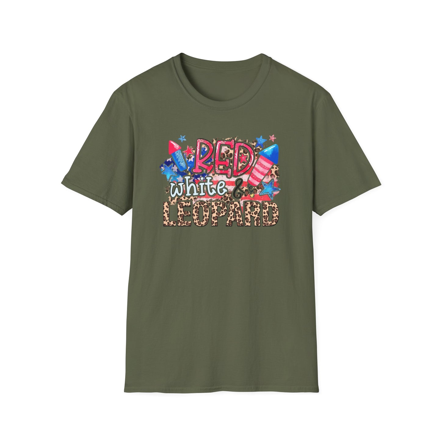 Fourth of July Americana Leopard Fireworks T-Shirt